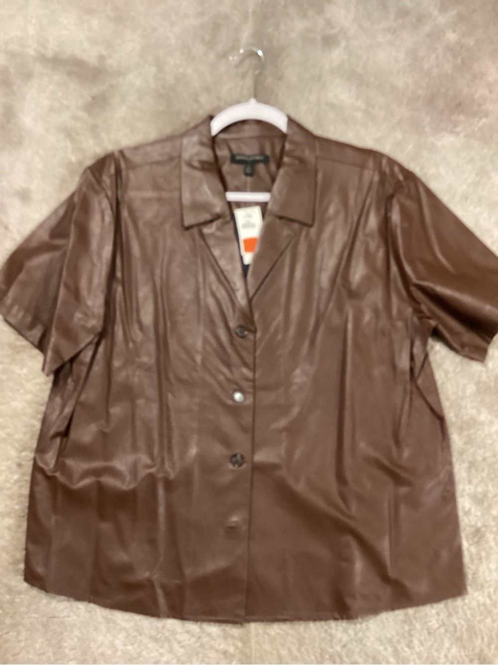 Banana Republic Brown Short-Sleeve Button-Down Shirt Jacket